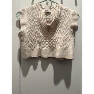 Babaton Aritzia Emporia Sweater Vest Womens Small Chunky 100% Merino Wool Cream